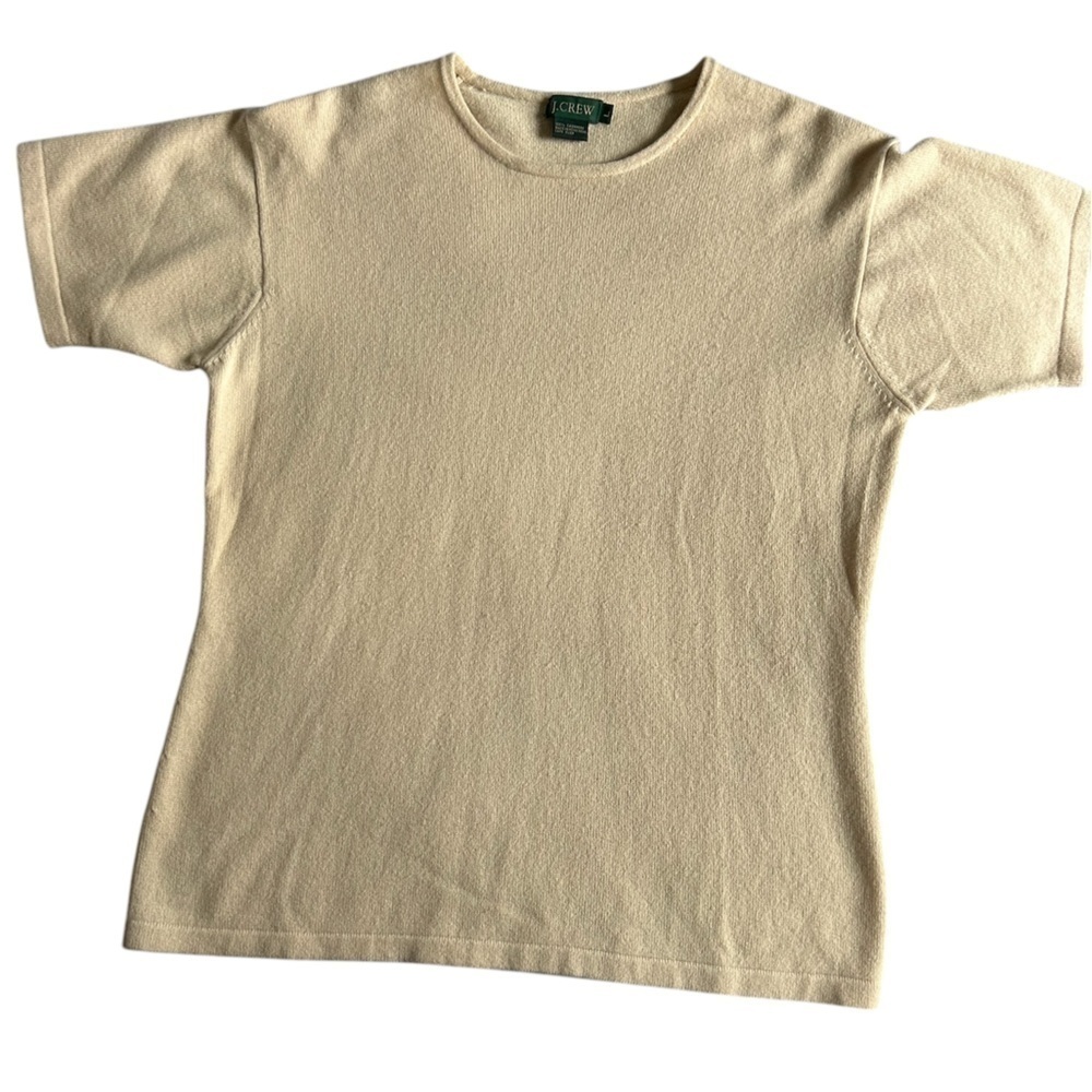 J. CREW VINTAGE GREEN LABEL 100% CASHMERE SHORT SLEEVE SWEATER